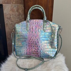 Brahmin Large Duxbury Satchel Visionary Delphine Oil Spill iridescent mermaid